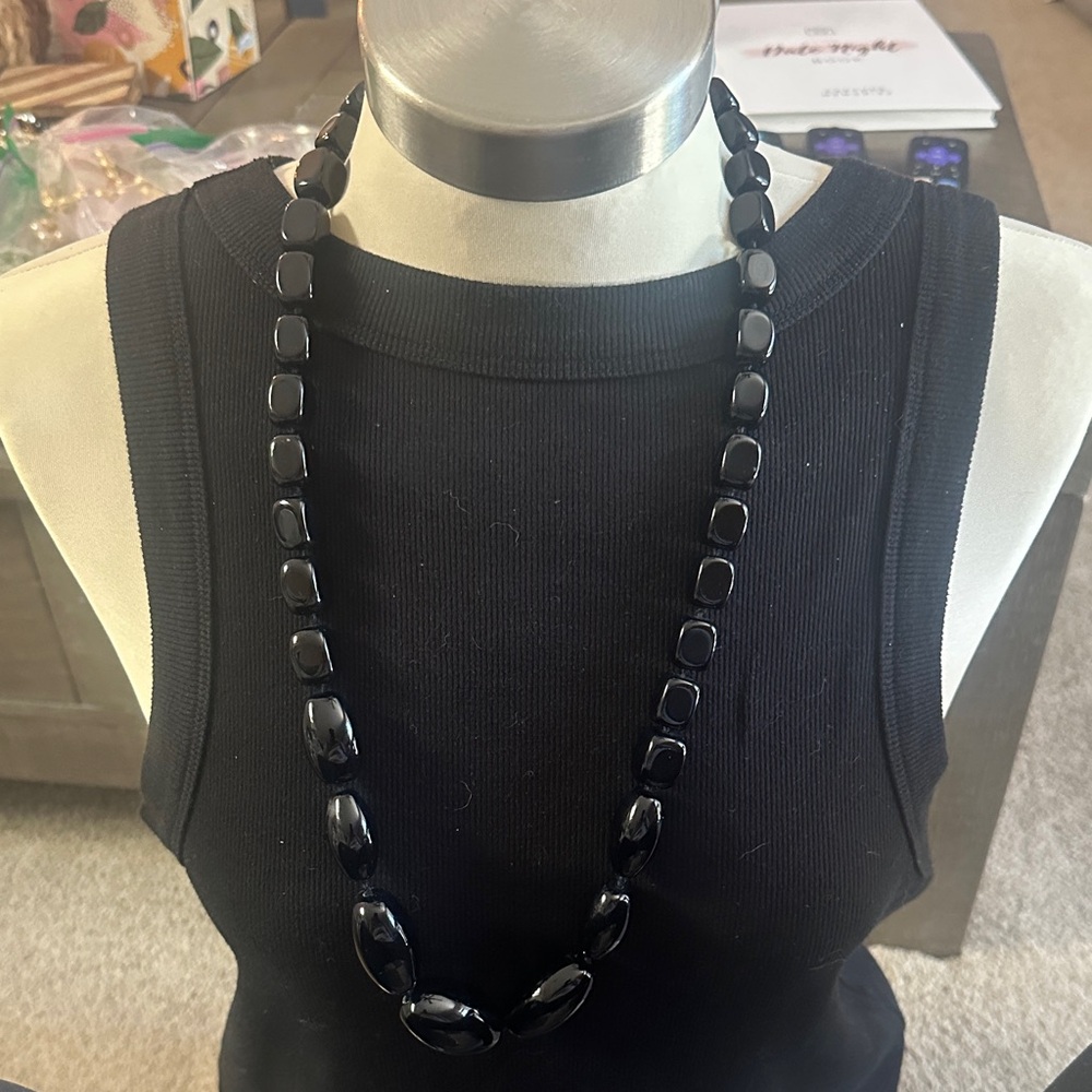 Elegant Black Beaded Necklace